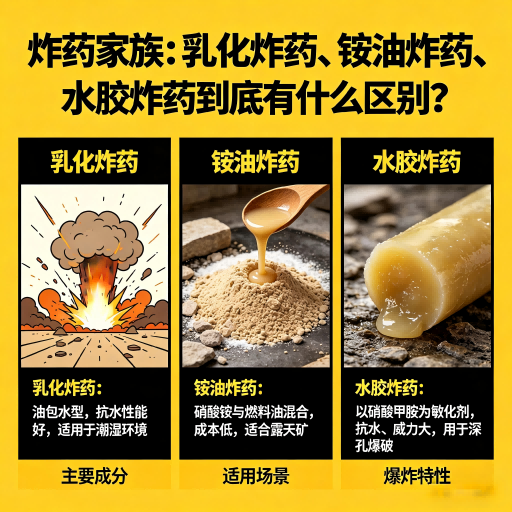 天安乡炸药家族：乳化炸药、铵油炸药、水胶炸药到底有什么区别？